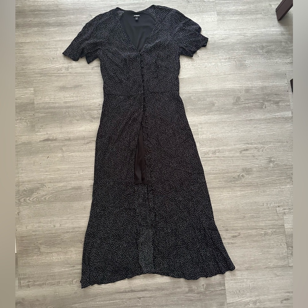 Express Black and White button down Maxi Dress Sz M scandi girls